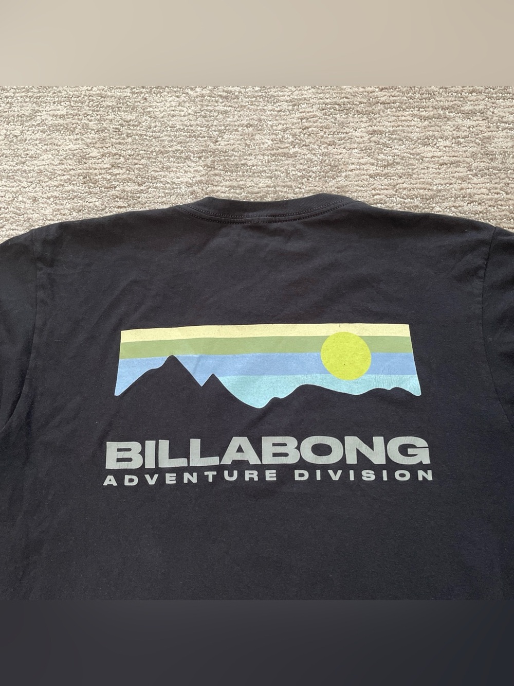 Billabong Double Sided Graphic Logo Tee Men’s Medium Black Adventure Division